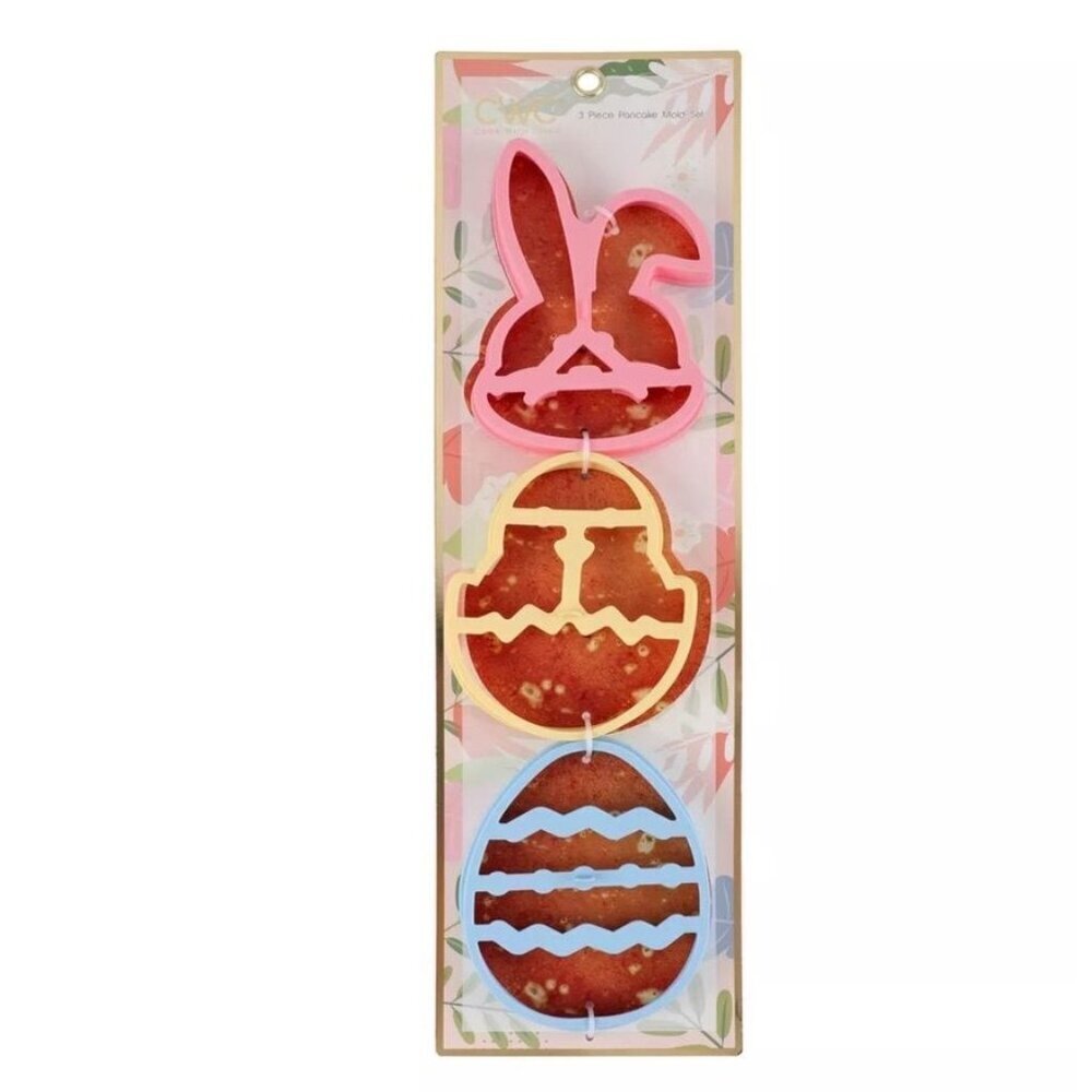 Cook With Color 3 Piece Silicone Pancake Mold Set Easter Bunny Chick Egg